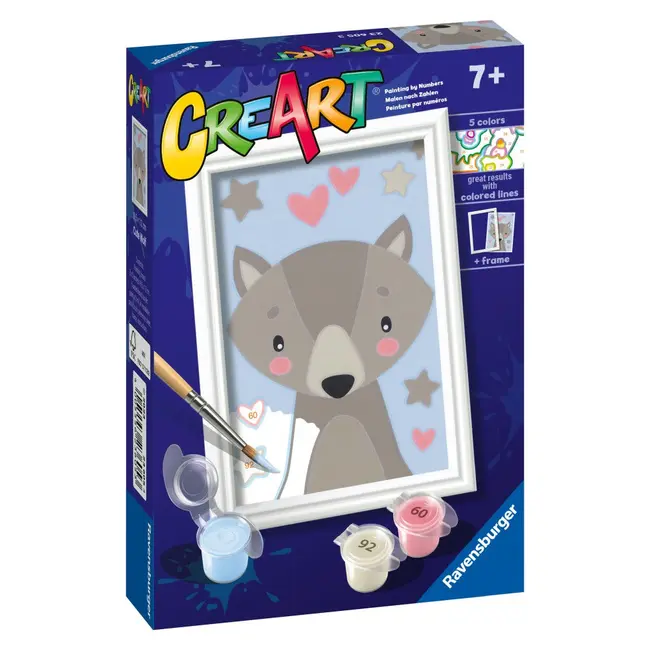 Ravensburger - CreArt pictura pe numere pentru copii lup dragut ARTRVSPBN23605