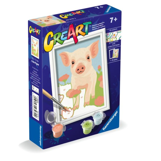 Ravensburger - CreArt pictura pe numere pentru copii porcusor dragut ARTRVSPBN23970