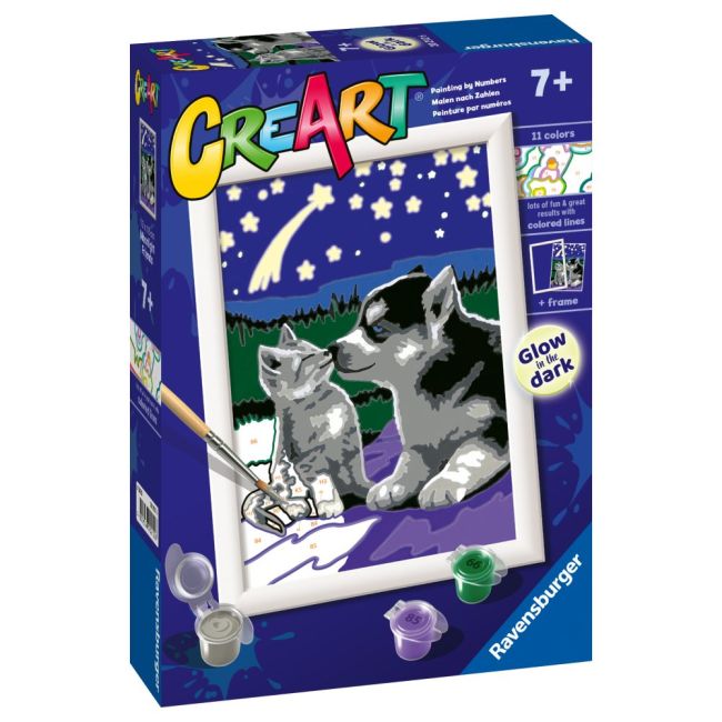 Ravensburger - CreArt pictura pe numere pentru copii prieteni care stralucesc in intuneric ARTRVSPBN20212