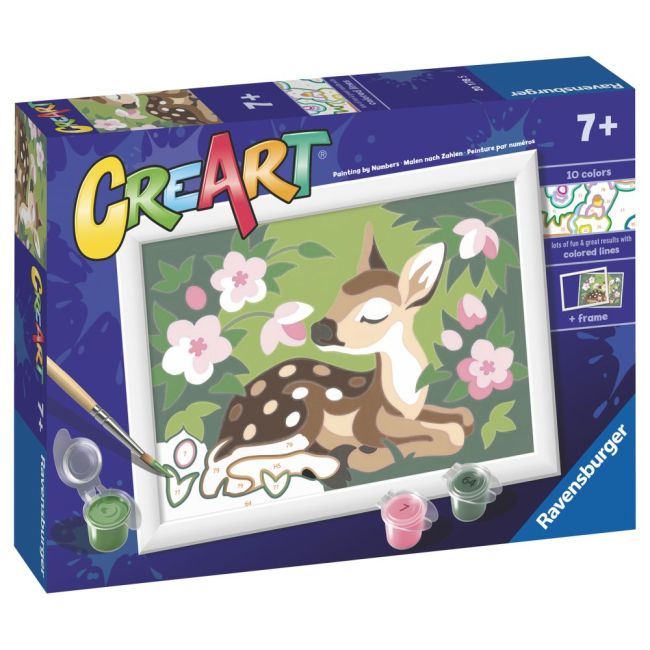 Ravensburger - CreArt pictura pe numere pentru copii pui de caprioara si flori ARTRVSPBN20178