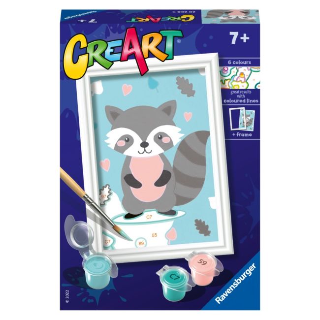 Ravensburger - CreArt pictura pe numere pentru copii raton dragalas ARTRVSPBN20208