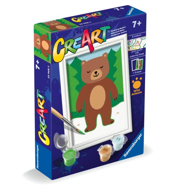 Ravensburger - CreArt pictura pe numere pentru copii urs salbatic ARTRVSPBN23968