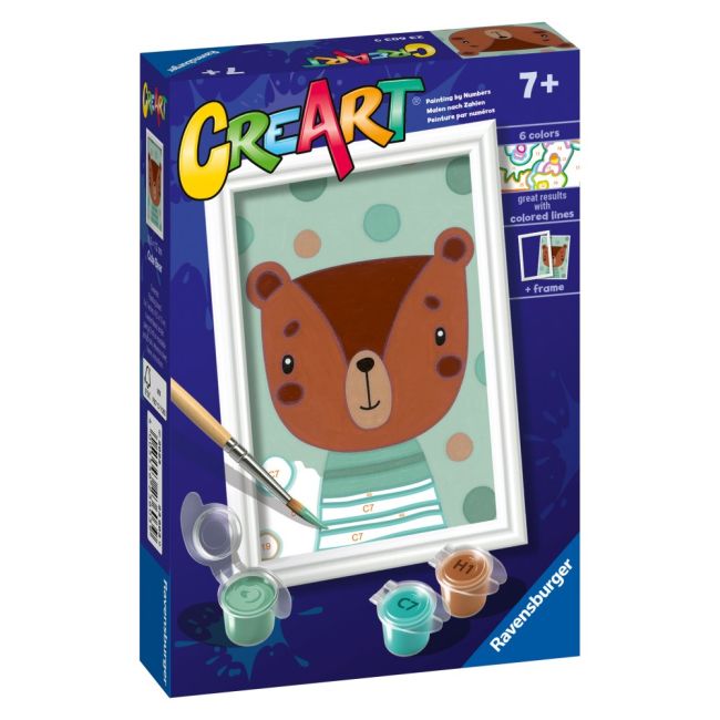 Ravensburger - CreArt pictura pe numere pentru copii ursulet dragut ARTRVSPBN23603