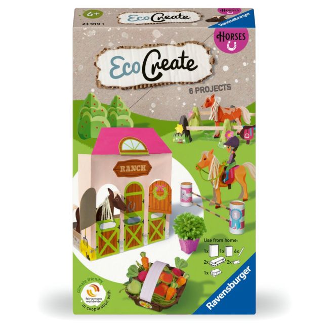 Ravensburger - Eco Create Set de creatie ferma de cai ce include 6 proiecte ARTRVSAC23919