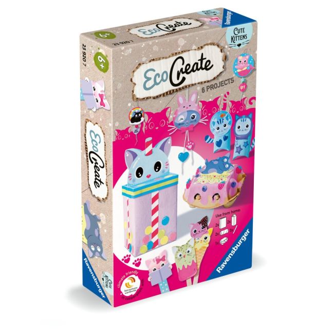 Ravensburger - Eco Create Set de creatie pisicute ce include 6 proiecte ARTRVSAC23920