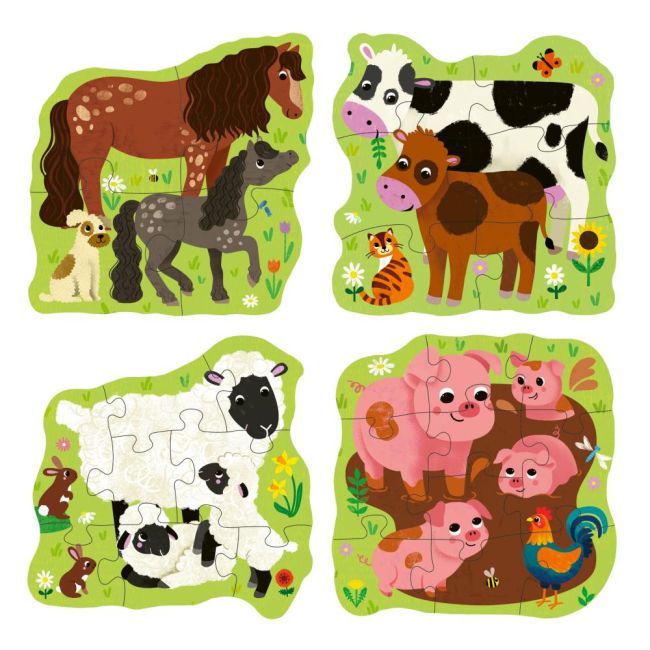 Ravensburger - Puzzle Up animale de la ferma 4 puzzle contur 4 6 8 10 piese ARTRVSPC04001