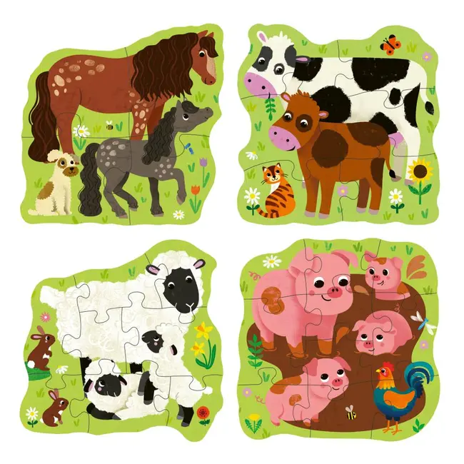 Ravensburger - Puzzle Up animale de la ferma 4 puzzle contur 4 6 8 10 piese ARTRVSPC04001