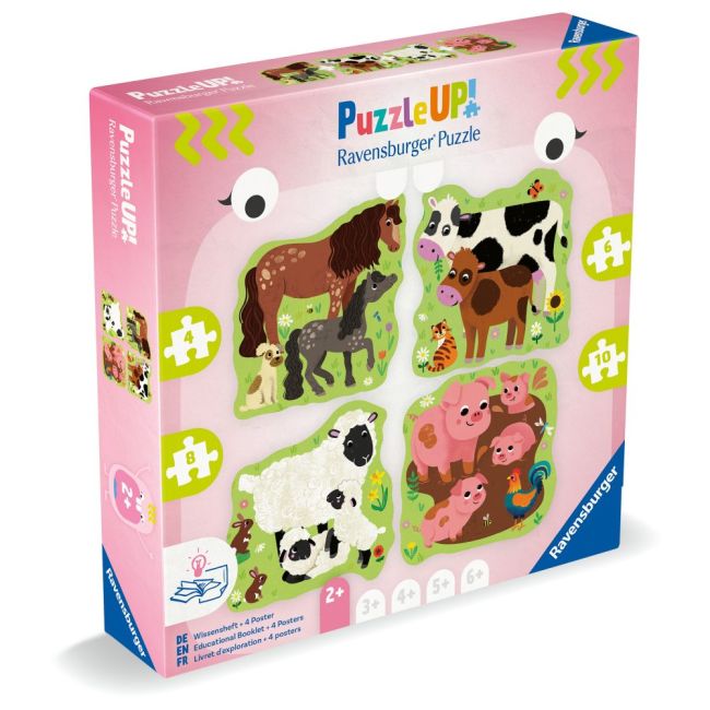 Ravensburger - Puzzle Up animale de la ferma 4 puzzle contur 4 6 8 10 piese ARTRVSPC04001