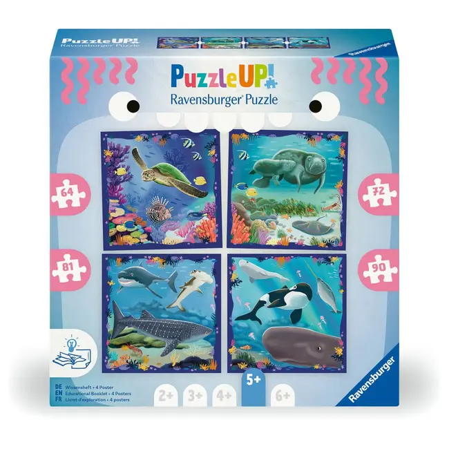 Ravensburger - Puzzle Up animale marine 4 puzzle 64 72 81 90 piese ARTRVSPC04004