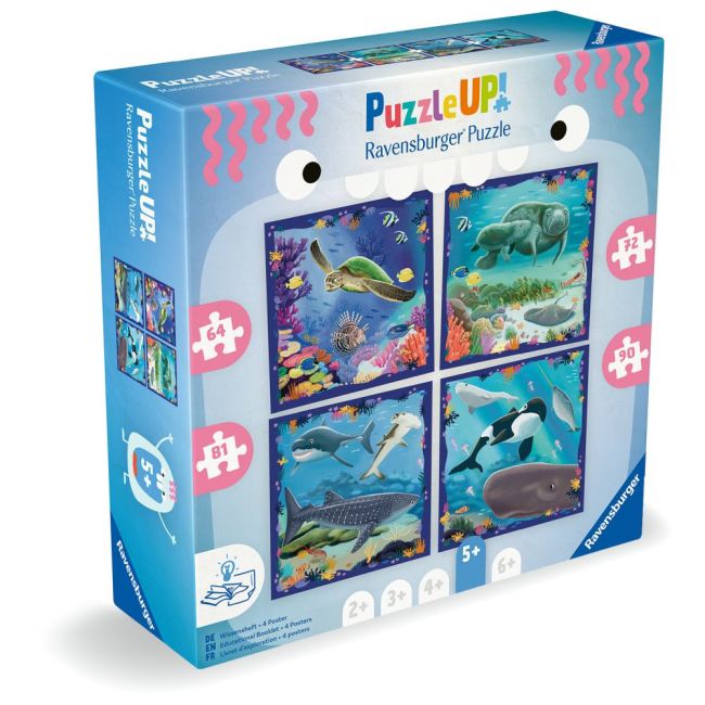 Ravensburger - Puzzle Up animale marine 4 puzzle 64 72 81 90 piese ARTRVSPC04004