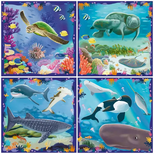 Ravensburger - Puzzle Up animale marine 4 puzzle 64 72 81 90 piese ARTRVSPC04004
