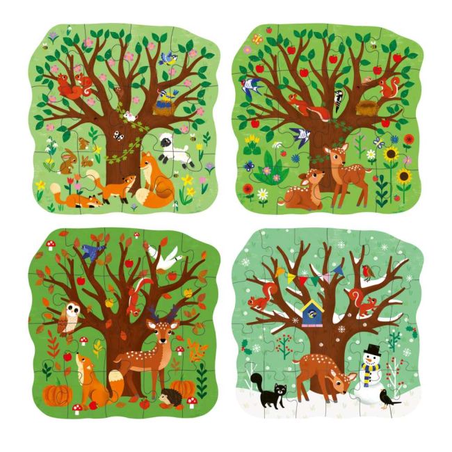 Ravensburger - Puzzle Up anotimpuri 4 puzzle contur 12 16 20 24 piese ARTRVSPC04002
