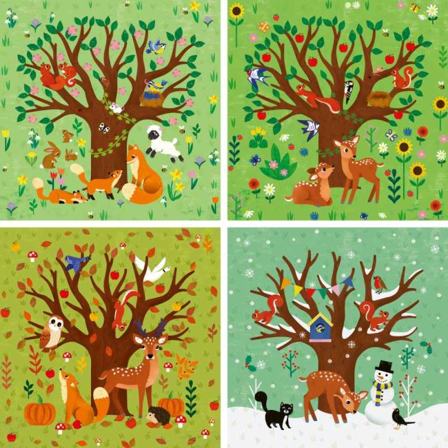 Ravensburger - Puzzle Up anotimpuri 4 puzzle contur 12 16 20 24 piese ARTRVSPC04002
