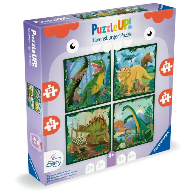 Ravensburger - Puzzle Up dinozauri 4 puzzle 25 36 42 56 piese ARTRVSPC04003