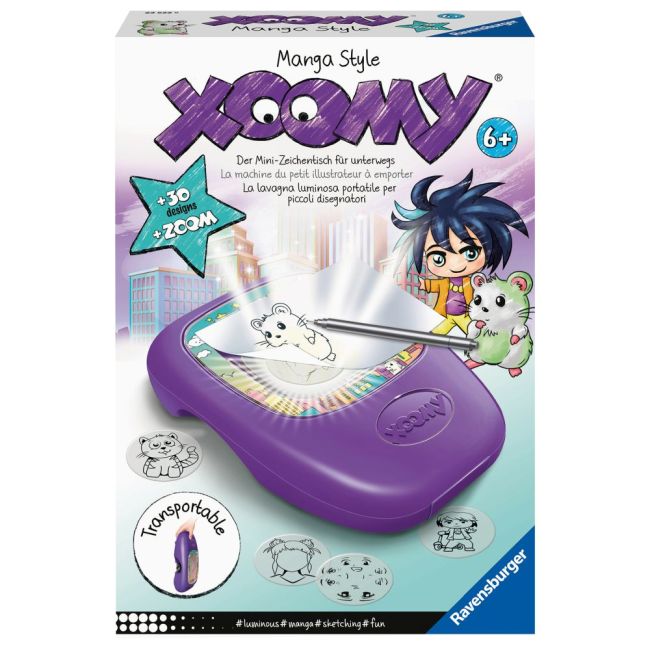 Ravensburger - Set de desenat Xoomy aparat portabil cu lampa si 30 de sabloane stil Manga ARTRVSAC23533