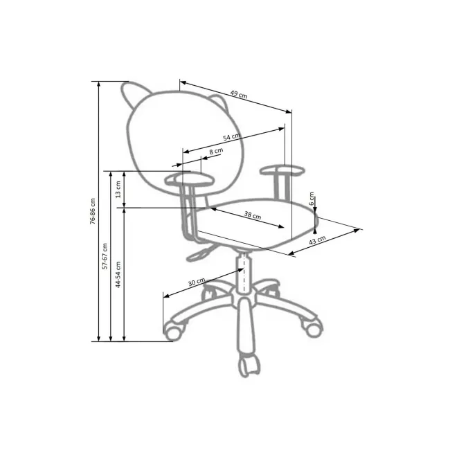 Set birou ergonomic HM Collorido, inaltime reglabila, unghi inclinare ajustabil, MDF, alb si scaun birou HM Kitty, piele ecologica, Mecanism de balans, 80 Kg, roz DRM10544