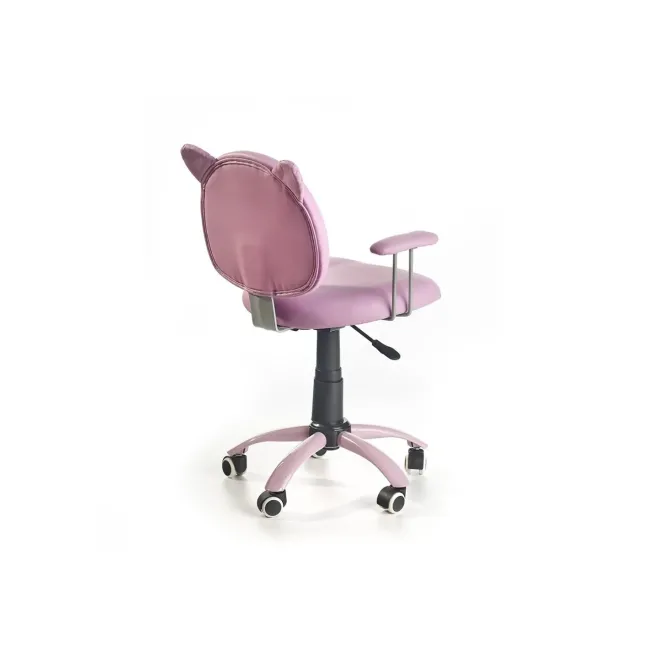 Set birou ergonomic HM Collorido, inaltime reglabila, unghi inclinare ajustabil, MDF, alb si scaun birou HM Kitty, piele ecologica, Mecanism de balans, 80 Kg, roz DRM10544