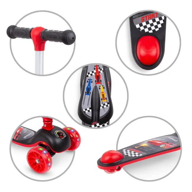 Trotineta Copii Cu Sezut, Transformabila 2in1, Pliabila, Cu Lumini Led, Rimba Race, 1-5 Ani, Pana La 50 Kg, Kidwell Pjbhubarim01a2