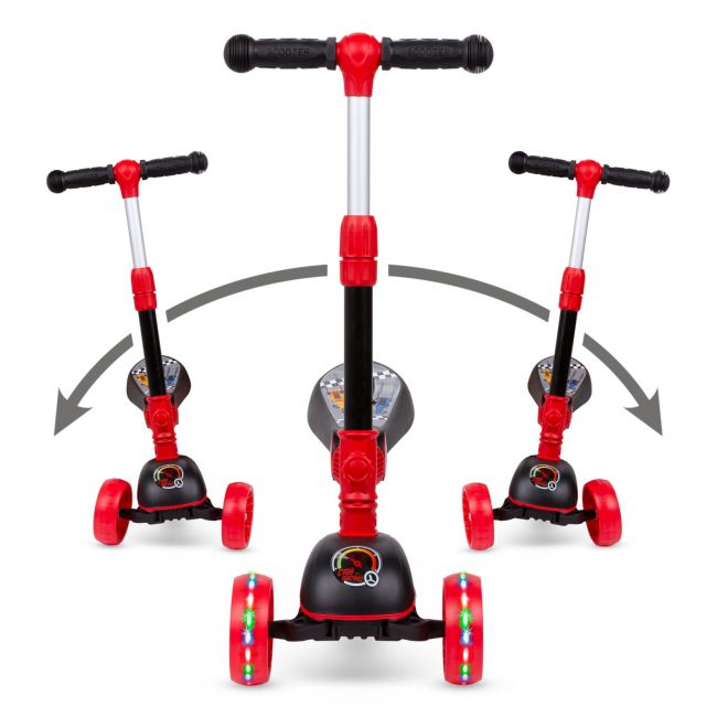 Trotineta Copii Cu Sezut, Transformabila 2in1, Pliabila, Cu Lumini Led, Rimba Race, 1-5 Ani, Pana La 50 Kg, Kidwell Pjbhubarim01a2