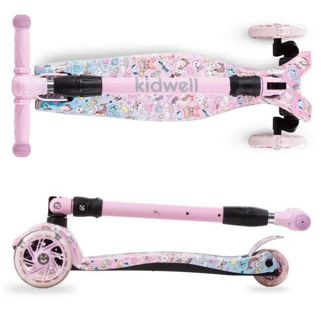 Trotineta Copii Pliabila, Reglabila, Roti Luminoase, Vento Unique, 3+ Ani, Pana La 50 Kg, Kidwell Pjbhubaven01a5