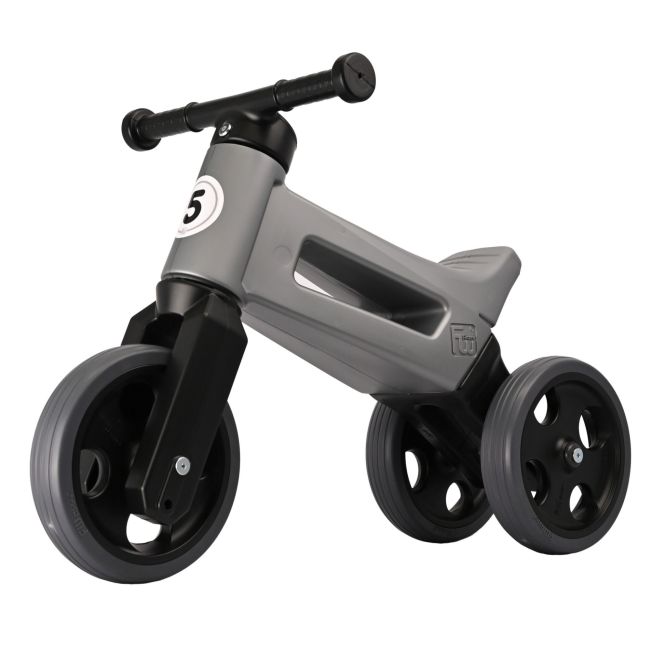 Bicicleta fara pedale cu cosulet pentru ghidon Funny Wheels Rider SPORT 2 in 1 Gri PMICFWR-S-GREYB