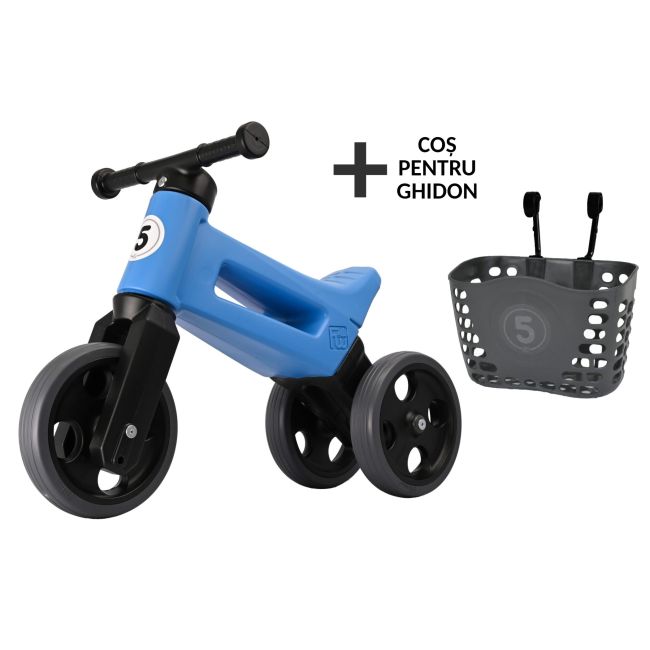 Bicicleta fara pedale cu cosulet pentru ghidon Funny Wheels Rider SPORT 2 in 1 Albastra/Negru PMICFWR-S-BLUEBN