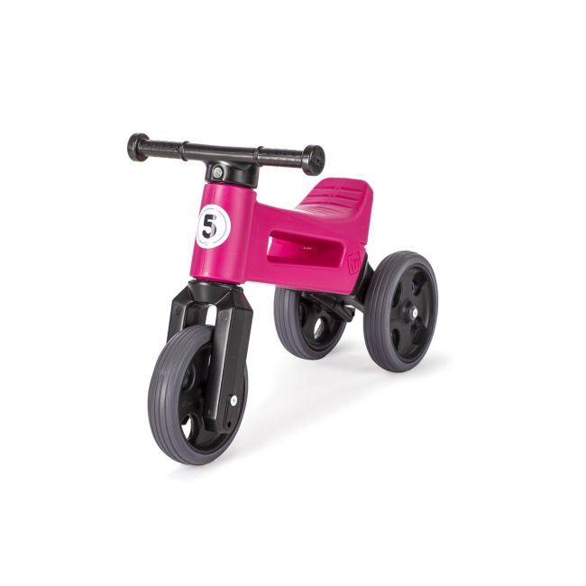 Bicicleta fara pedale cu cosulet pentru ghidon Funny Wheels Rider SPORT 2 in 1 Roz/Negru PMICFWR-S-PINKBB