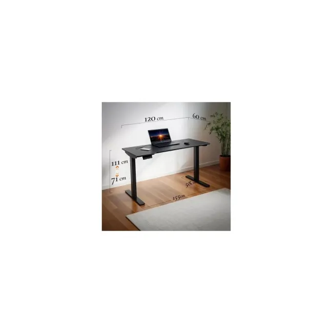 Birou reglabil electric off990, blat mdf, cu motor, functional, negru/alb drm10581