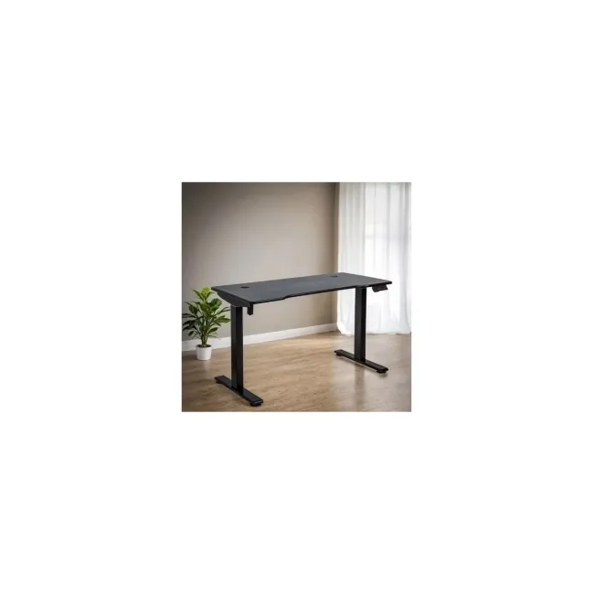 Birou reglabil electric off990, blat mdf, cu motor, functional, negru/alb drm10581