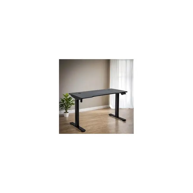 Birou reglabil electric off990, blat mdf, cu motor, functional, negru/alb drm10581
