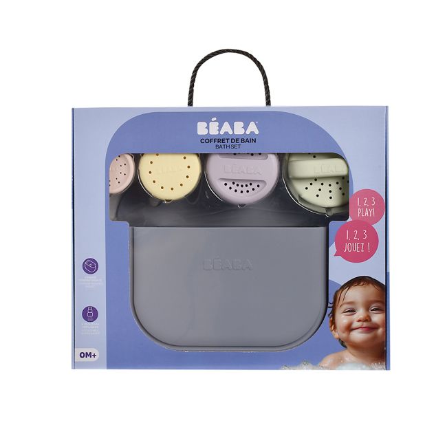 Cos silicon Beaba cu jucarii de baie Pebble ERFB920413