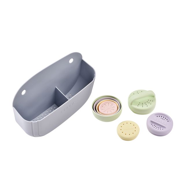 Cos silicon Beaba cu jucarii de baie Pebble ERFB920413