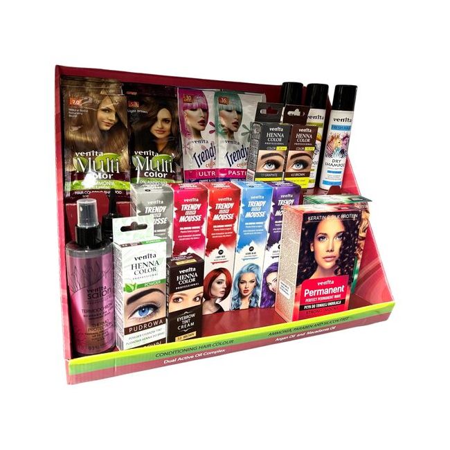 Display din carton, pentru expunere produse de ingrijire / colorare par Venita