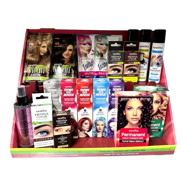 Display din carton, pentru expunere produse de ingrijire / colorare par Venita