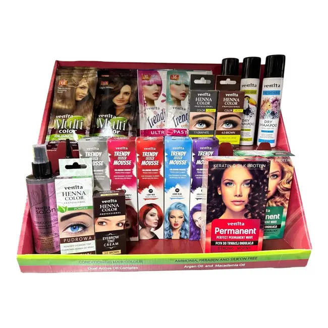 Display din carton, pentru expunere produse de ingrijire / colorare par Venita
