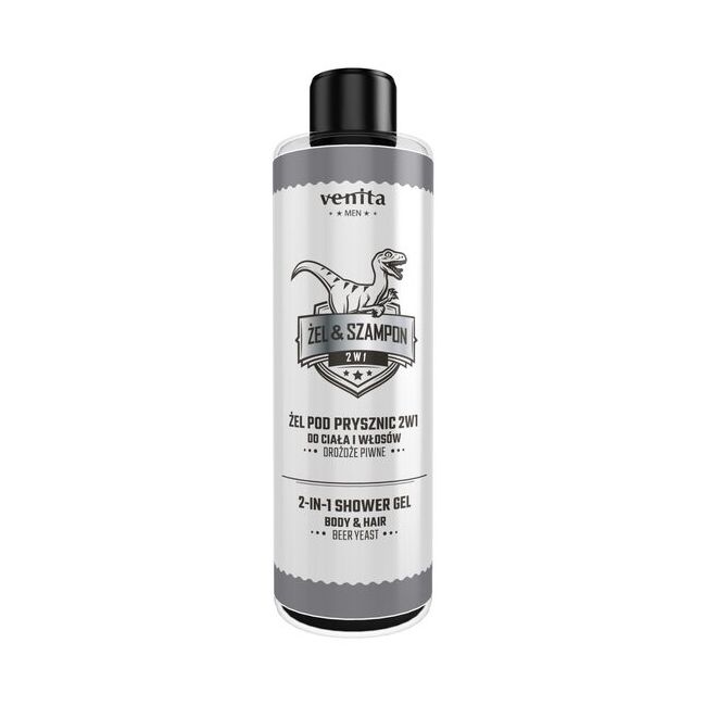 Gel de dus si sampon 2 in 1, pentru barbati, cu extract din drojdie de bere, Venita, 300ml