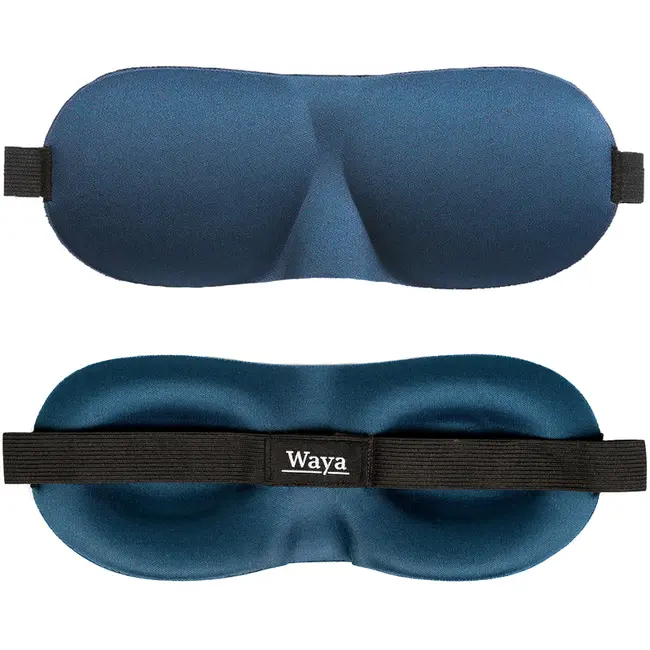 Masca de dormit, 3D, WAYA, Reglabila, 100% lumina blocata, Albastru EKDEM-3D04