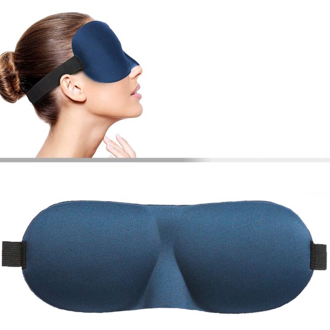 Masca de dormit, 3D, WAYA, Reglabila, 100% lumina blocata, Albastru EKDEM-3D04