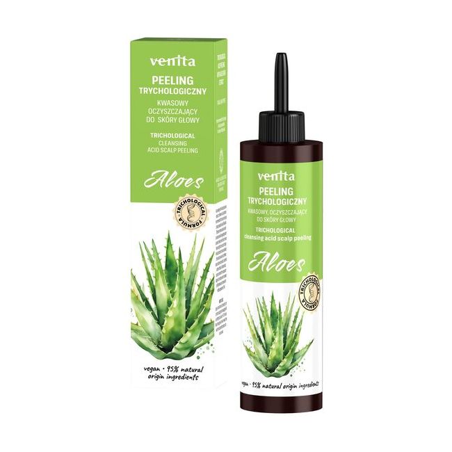 Peeling acid cu AHA, aloe vera, albăstrele si D-pantenol pentru scalp gras si descuamat, Venita, 100ml