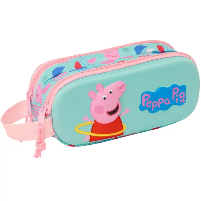 Penar 3D Peppa Pig cu 2 compartimente, 21x8x6 cm