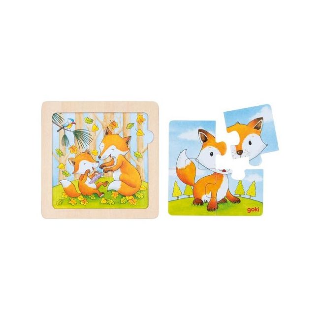 Puzzle Educativ Lemn 2 in 1 Copii 1 an+ Set 4 Buc Animalute   Carboysafety CBKCBK-57327