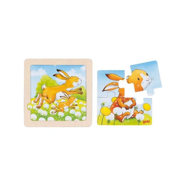 Puzzle Educativ Lemn 2 in 1 Copii 1 an+ Set 4 Buc Animalute   Carboysafety CBKCBK-57327