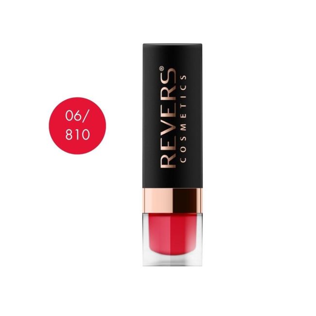 Ruj de buze Satin Lips, Revers, Full Red, Nr 06/810, rosu corai, mat