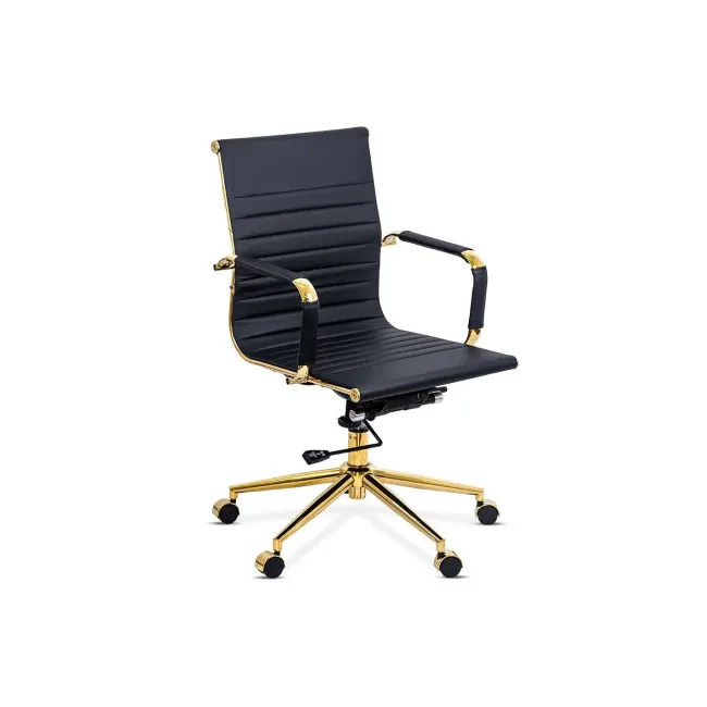 Scaun de birou off 802a, ergonomic, spatar inalt, mecanism balans, baza aurie, 110 kg drm10541