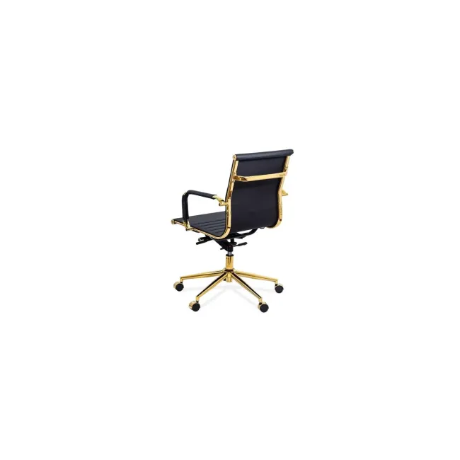 Scaun de birou off 802a, ergonomic, spatar inalt, mecanism balans, baza aurie, 110 kg drm10541