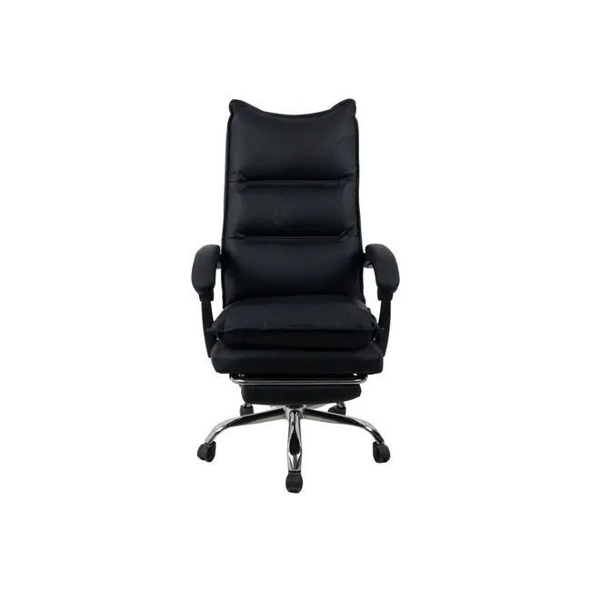 Scaun directorial ab041, piele ecologica, robust, cadru cromat, spatar rabatabil, suport picioare,120 kg, negru drm10368