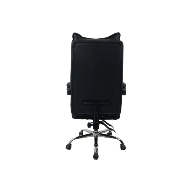 Scaun directorial ab041, piele ecologica, robust, cadru cromat, spatar rabatabil, suport picioare,120 kg, negru drm10368