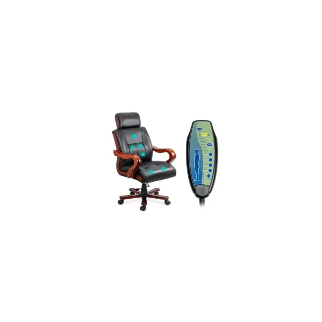 Scaun directorial cu masaj off1662, baza lemn, piele ecologica, elegant, robust, cu temporizator, 120 kg drm10585