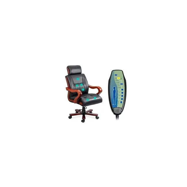 Scaun directorial cu masaj off1662, baza lemn, piele ecologica, elegant, robust, cu temporizator, 120 kg drm10585