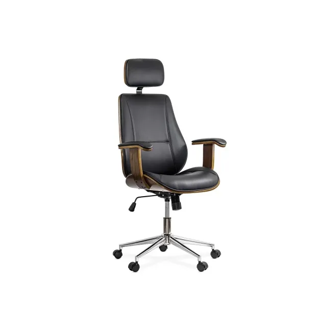 Scaun directorial cu tetiera off1606, baza metalica, piele ecologica, elegant, mecanism balans, 120 kg drm10589